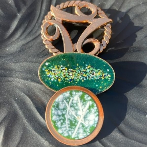 VTG Copper Enamel BROOCHES – 3 LOT - Picture 1 of 6